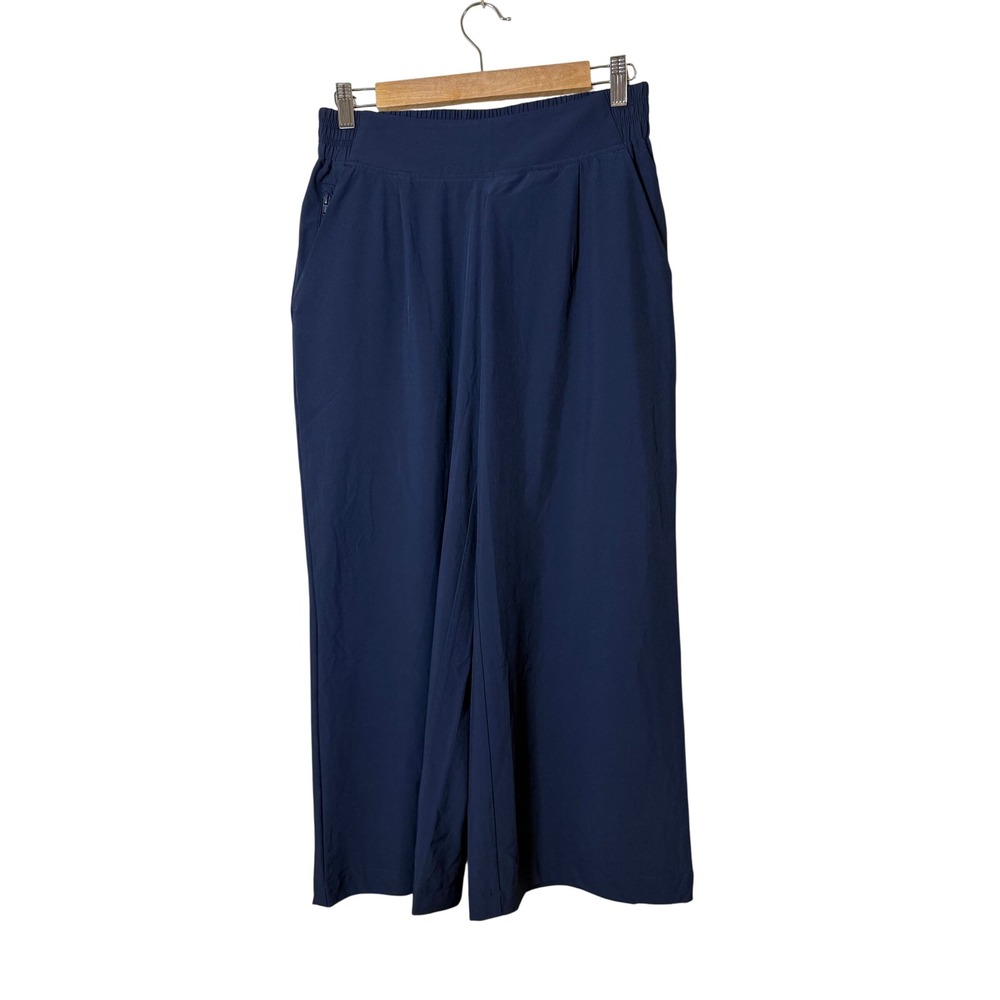Quince Women Wide Leg Pants S Navy Blue Recycled Stretch Minimalist Quiet Luxury